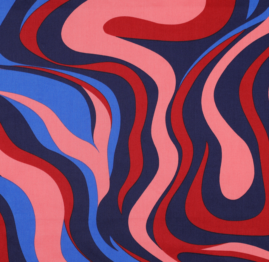 Katoen satijn abstract patroon  -  Poppy meets Pommé